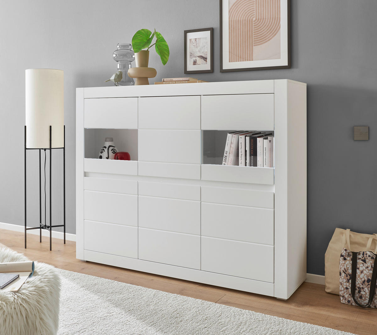 HIGHBOARD , 165/132/42 cm,  - Eichefarben/Silberfarben, Design, Holzwerkstoff/Kunststoff (165/132/42cm) - MID.YOU
