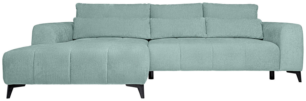 ECKSOFA Hellblau Chenille  - Schwarz/Hellblau, KONVENTIONELL, Kunststoff/Textil (222/279cm) - Hom`in