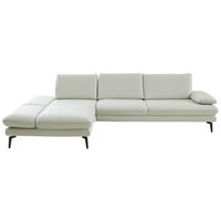 ECKSOFA Silberfarben Echtleder  - Silberfarben/Schwarz, Design, Leder/Metall (195/308cm) - Dieter Knoll