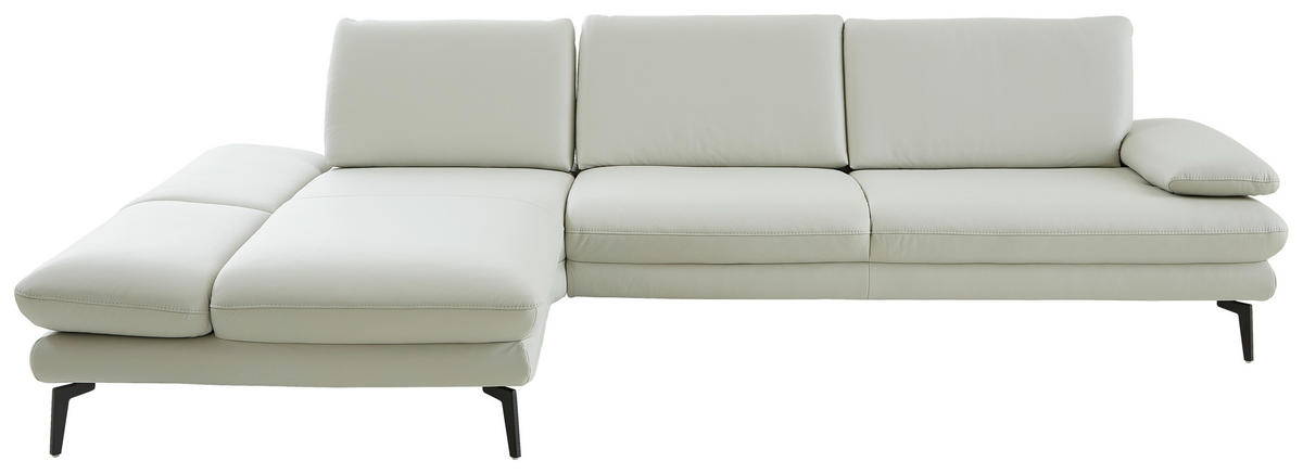 ECKSOFA Silberfarben Echtleder  - Silberfarben/Schwarz, Design, Leder/Metall (195/308cm) - Dieter Knoll