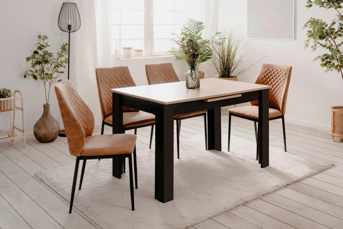 ESSTISCH in Holzwerkstoff 125-165/80/75 cm  - Schwarz/Eiche Artisan, Modern, Holzwerkstoff (125-165/80/75cm) - MID.YOU