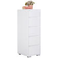 KOMMODE , 40/120/48 cm, 5 Schublade(n)  - Alufarben/Weiß, Design, Holzwerkstoff/Kunststoff (40/120/48cm) - Carryhome