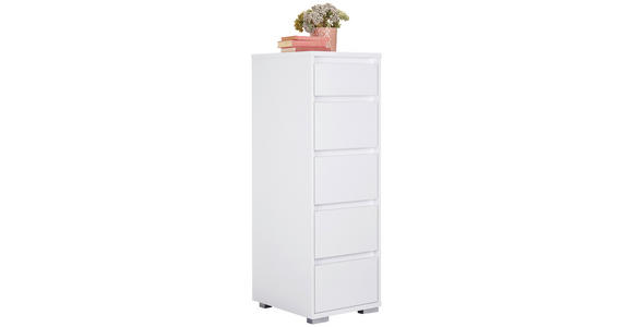 KOMMODE , 40/120/48 cm, 5 Schublade(n)  - Alufarben/Weiß, Design, Holzwerkstoff/Kunststoff (40/120/48cm) - Carryhome