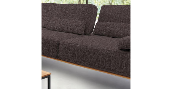 ECKSOFA in Flachgewebe Dunkelbraun  - Dunkelbraun/Schwarz, Natur, Holz/Textil (176/314cm) - Valnatura