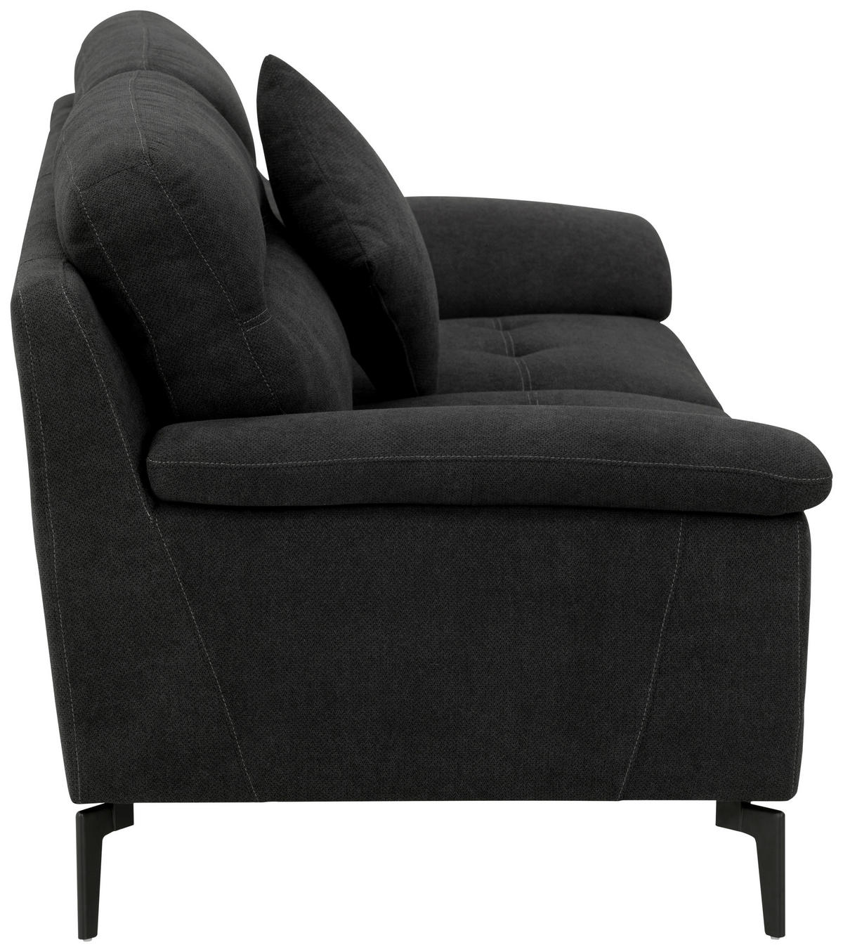 BOXSPRINGSOFA in Textil Schwarz  - Schwarz, KONVENTIONELL, Textil/Metall (175/92/94cm) - Livetastic