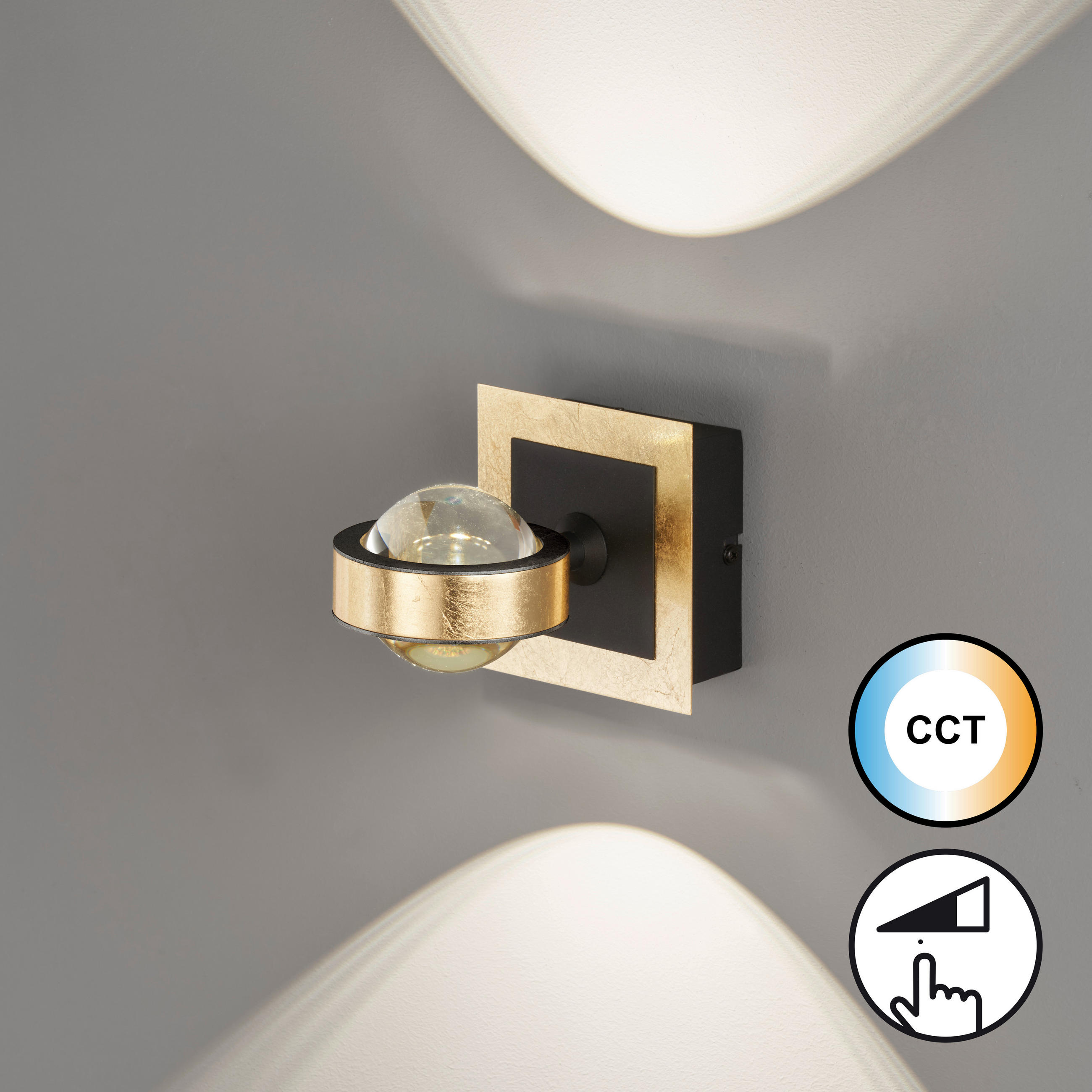 LED-WANDLEUCHTE - Goldfarben, Konventionell, Metall (12/12/10cm) - Fischer & Honsel