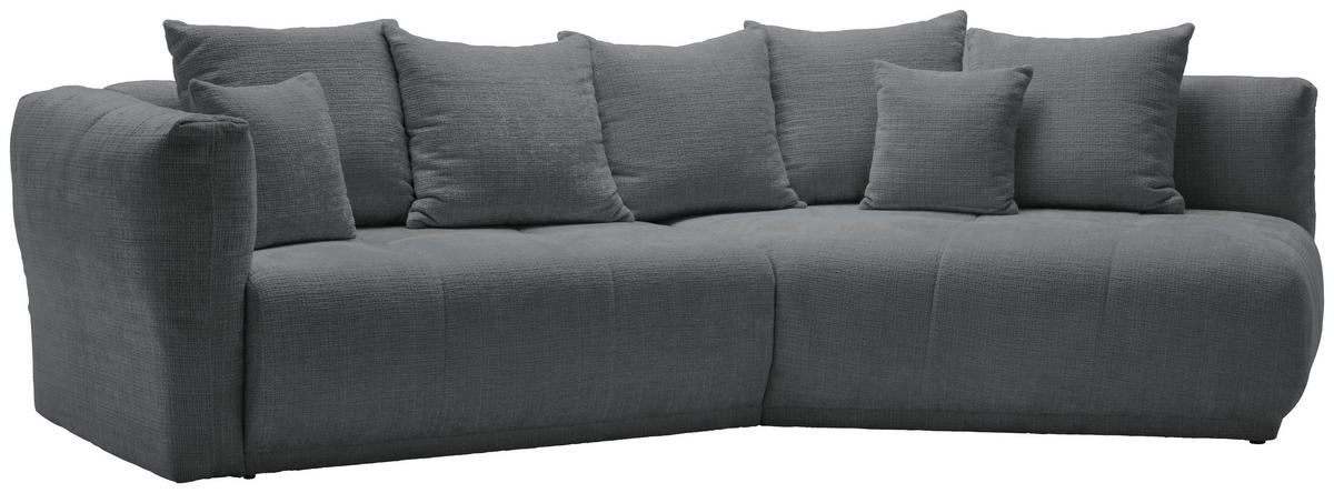 ECKSOFA in Chenille Grau  - Schwarz/Grau, Modern, Kunststoff/Textil (315/180cm) - Hom`in