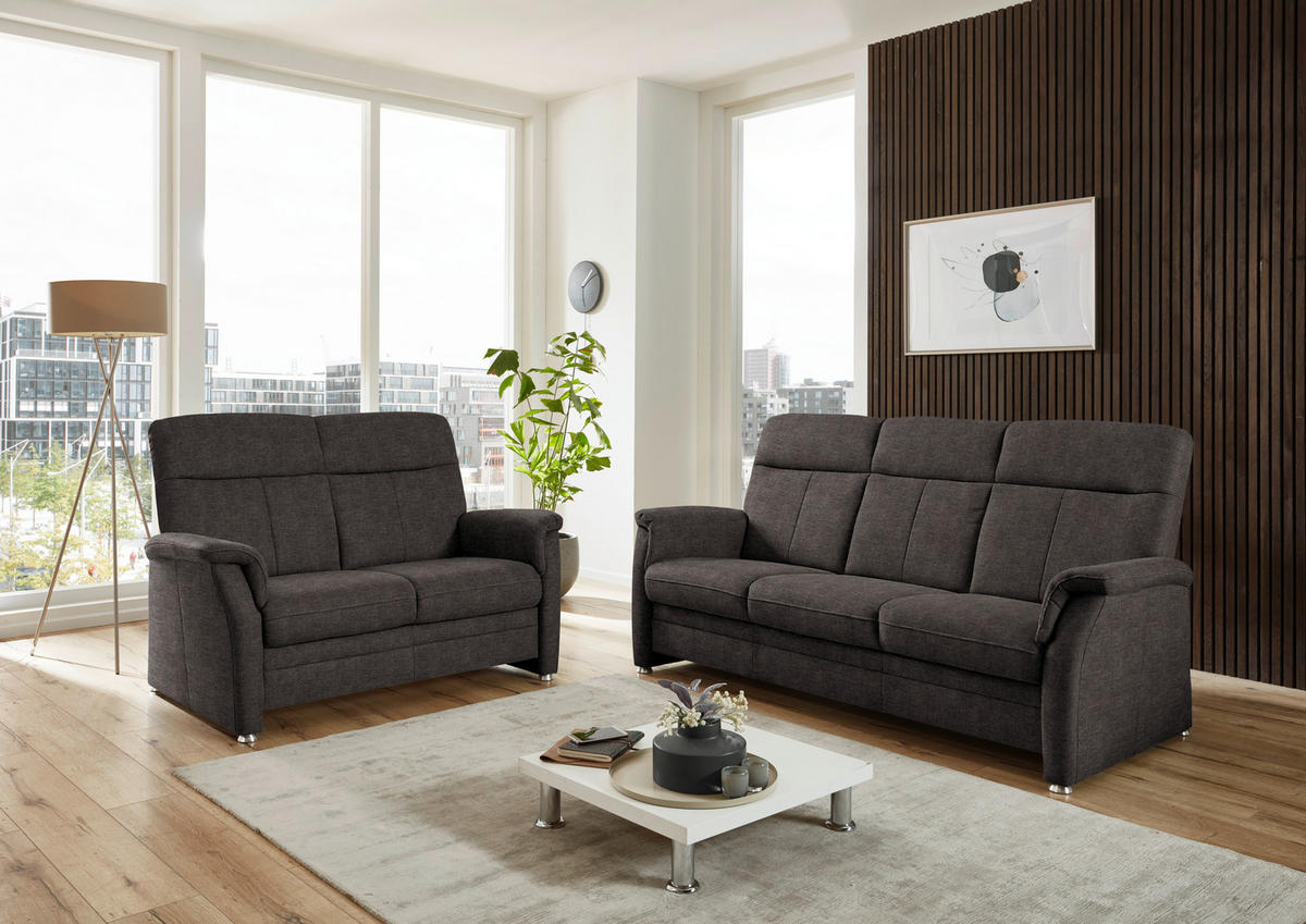 2-SITZER-SOFA  in Flachgewebe Dunkelbraun  - Dunkelbraun/Alufarben, KONVENTIONELL, Textil/Metall (142/100/89cm) - Beldomo Comfort