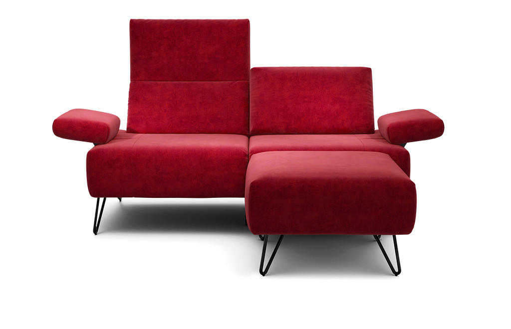 2-SITZER-SOFA Samt Rot  - Rot/Schwarz, Design, Textil/Metall (164-194/85/86-94cm) - SENSOO