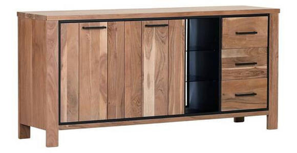 SIDEBOARD in 170/80/44 cm - Schwarz/Akaziefarben, LIFESTYLE, Glas/Holz (170/80/44cm) - Landscape