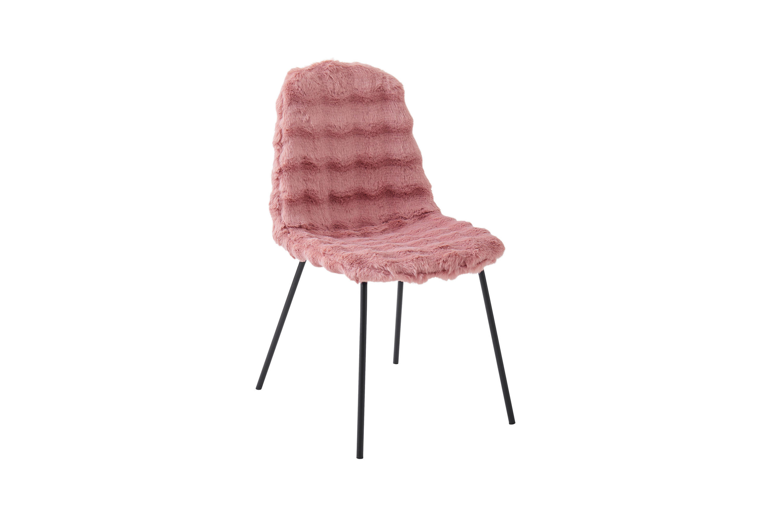 STUHL   Plüsch  Rosa  - Schwarz/Rosa, Design, Textil/Metall (44/87/53cm) - Milino