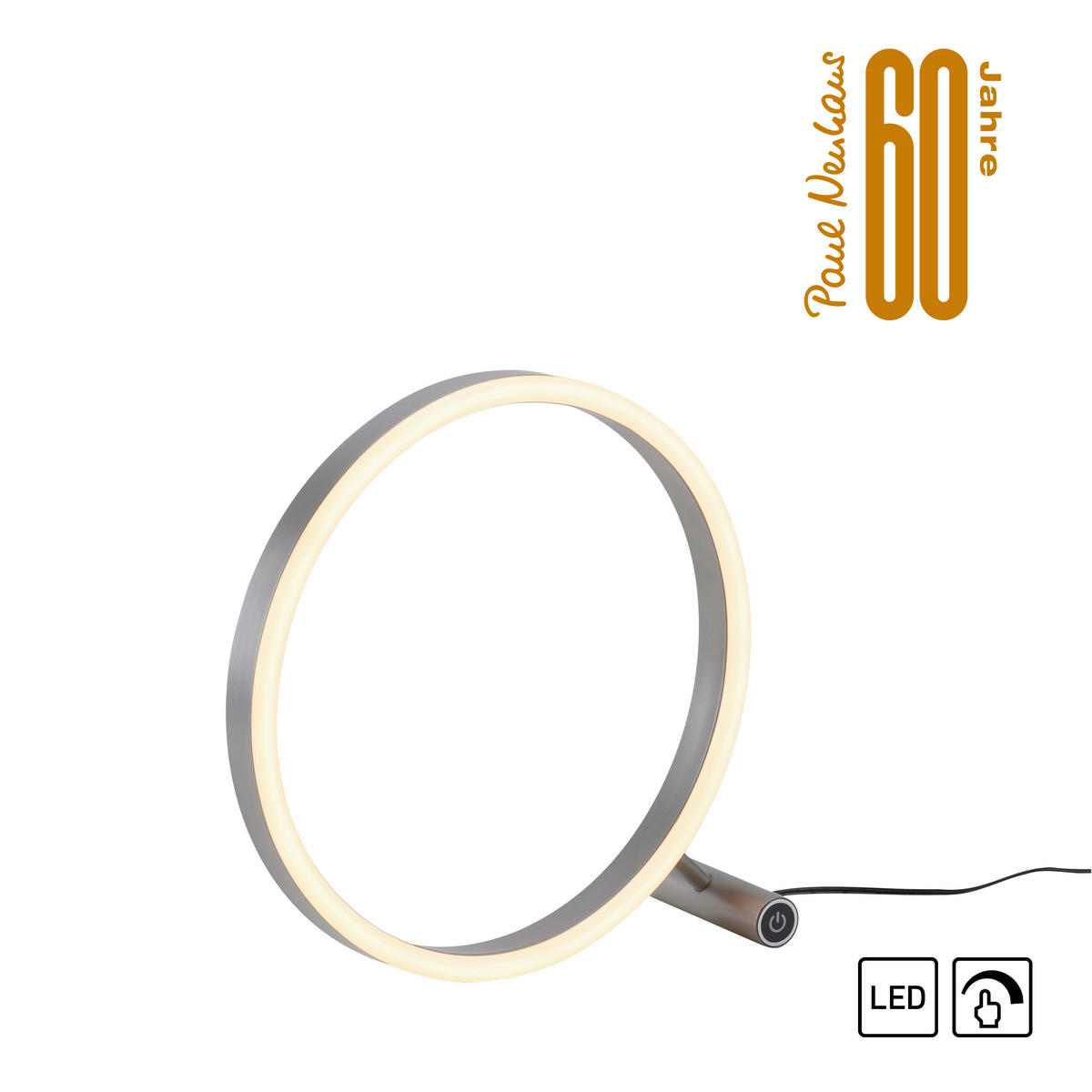 STOLNÁ LED LAMPA, dotykový stmievač, 28,5/10/28 cm - hliníková, Design, kov/plast (28,5/10/28cm)