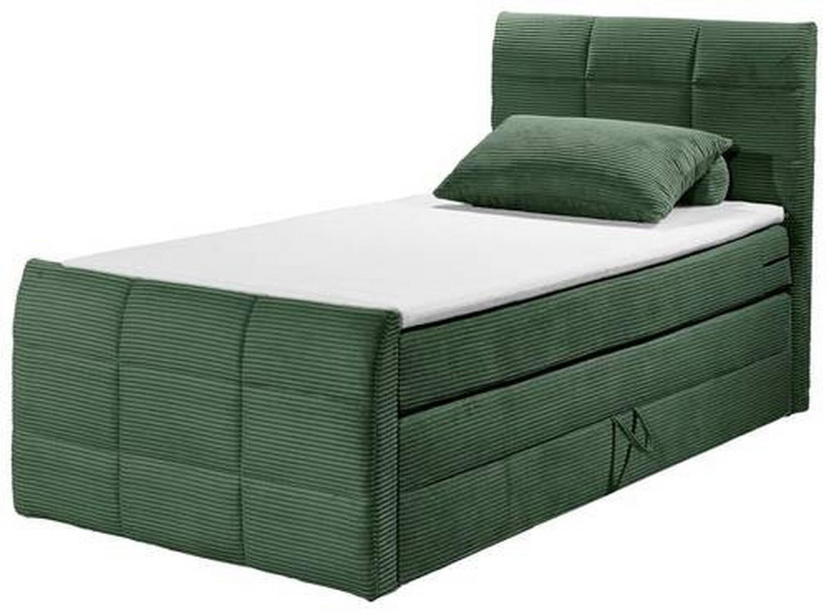 BOXSPRINGBETT 120/200 cm  in Olivgrün  - Schwarz/Olivgrün, MODERN, Holzwerkstoff/Kunststoff (120/200cm) - MID.YOU