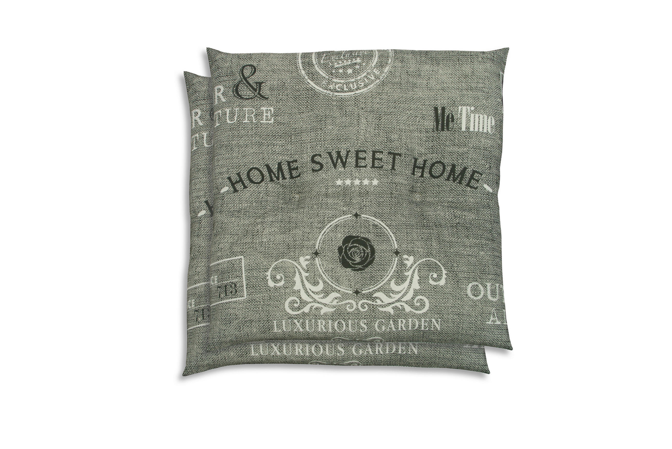 GARTENSITZKISSEN 2er-Set Stempel  - Hellgrau/Weiß, KONVENTIONELL, Textil (48/5/48cm)