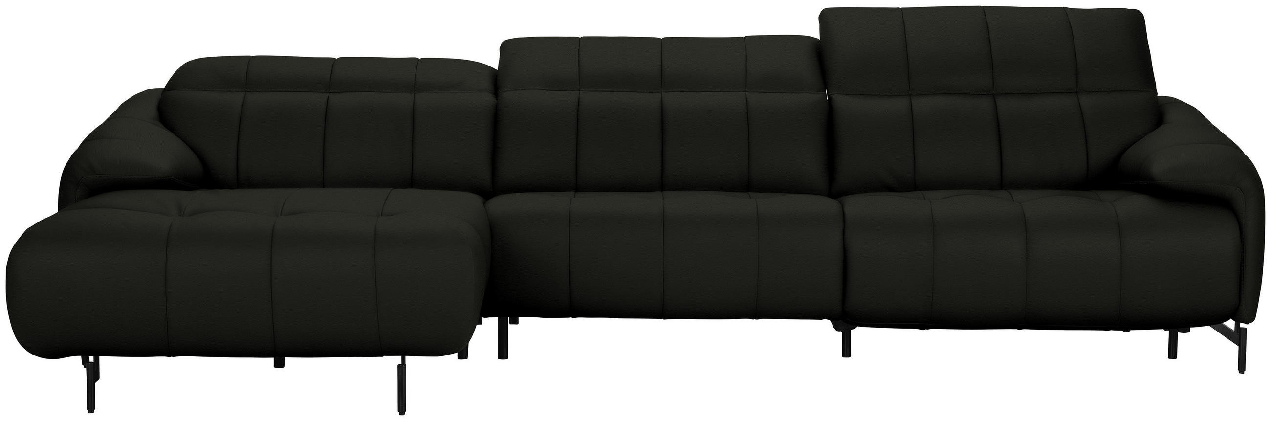 ECKSOFA  in Echtleder Schwarz  165/313 cm  - Schwarz, Design, Leder/Metall (165/313cm) - Belluti