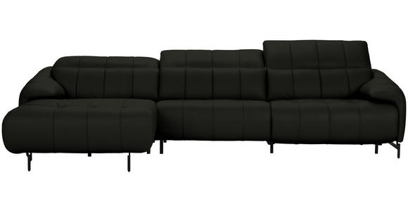 ECKSOFA  in Echtleder Schwarz  165/313 cm  - Schwarz, Design, Leder/Metall (165/313cm) - Belluti
