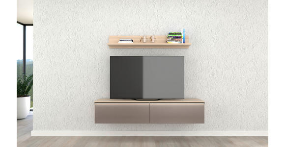 WOHNWAND 4-teilig  in Grau, Eichefarben  284/204/41 cm  - Eichefarben/Schwarz, KONVENTIONELL, Glas/Holzwerkstoff (284/204/41cm) - Carryhome