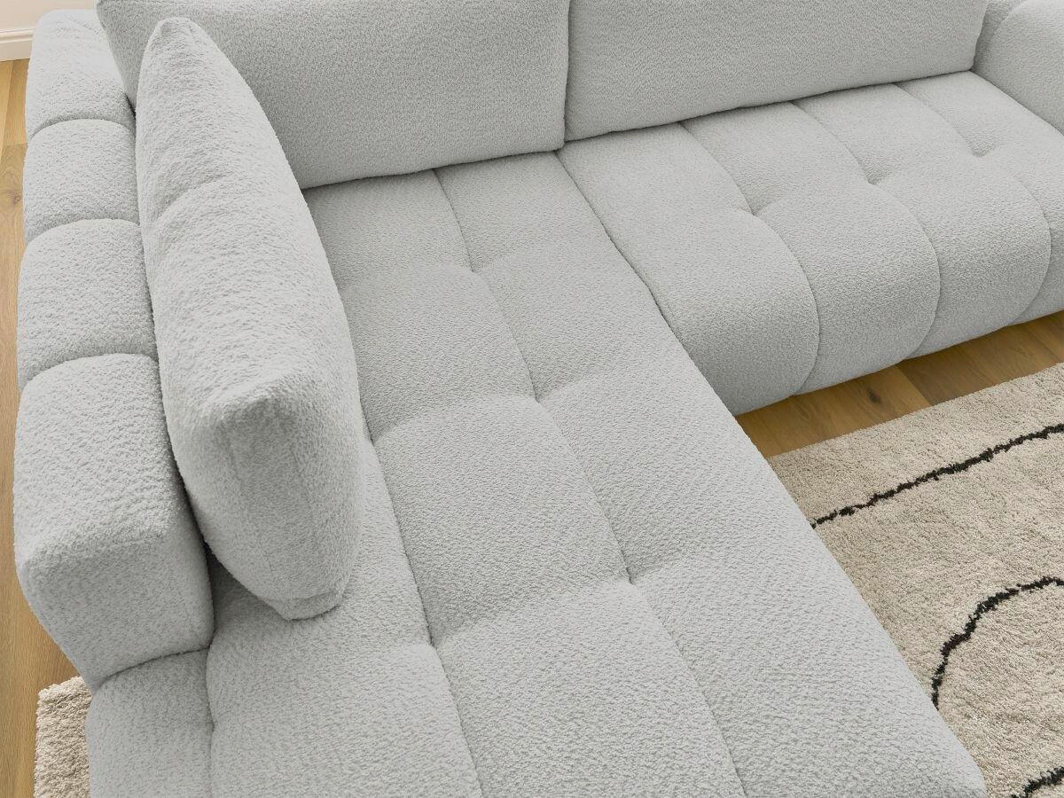 ECKSCHLAFSOFA FUJI Bouclé Hellgrau  inkl.  - Hellgrau/Schwarz, MODERN, Kunststoff/Textil (204/282cm)