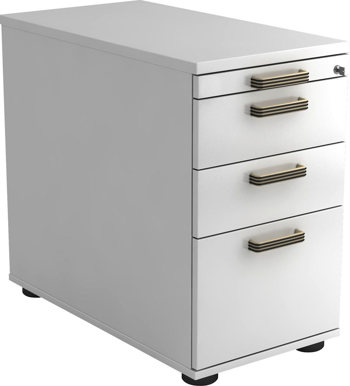 ANSTELLCONTAINER Weiß  - Schwarz/Alufarben, KONVENTIONELL, Holzwerkstoff/Kunststoff (42,8/72-76/80cm) - Venda