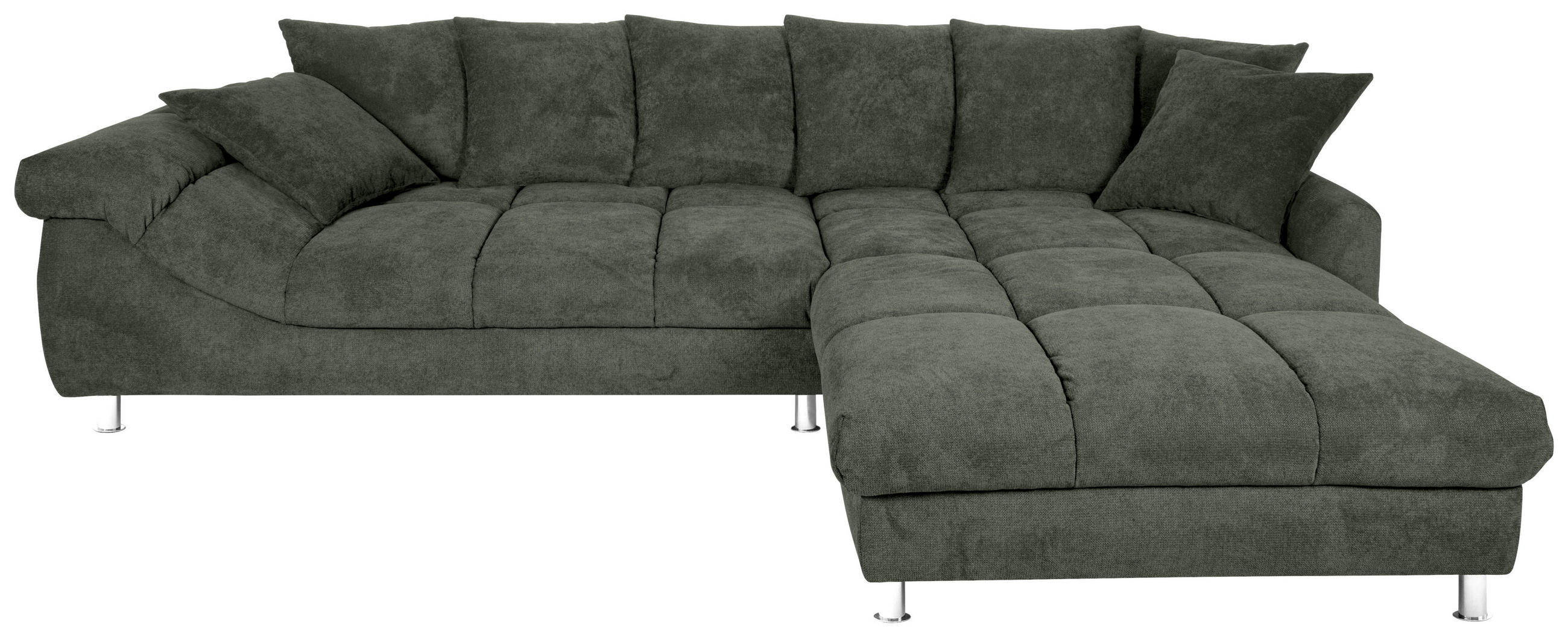 ECKSOFA in Webstoff Dunkelgrün  - Dunkelgrün, Design, Textil/Metall (337/228cm) - Carryhome