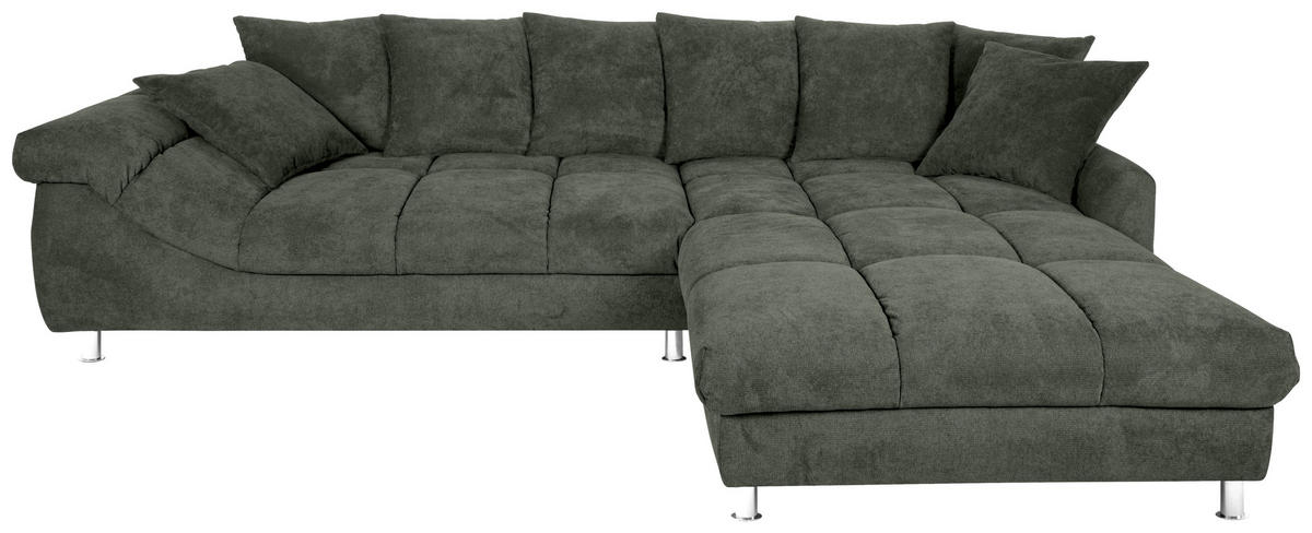 ECKSOFA in Webstoff Dunkelgrün  337/228 cm  - Dunkelgrün, Design, Textil/Metall (337/228cm) - Carryhome
