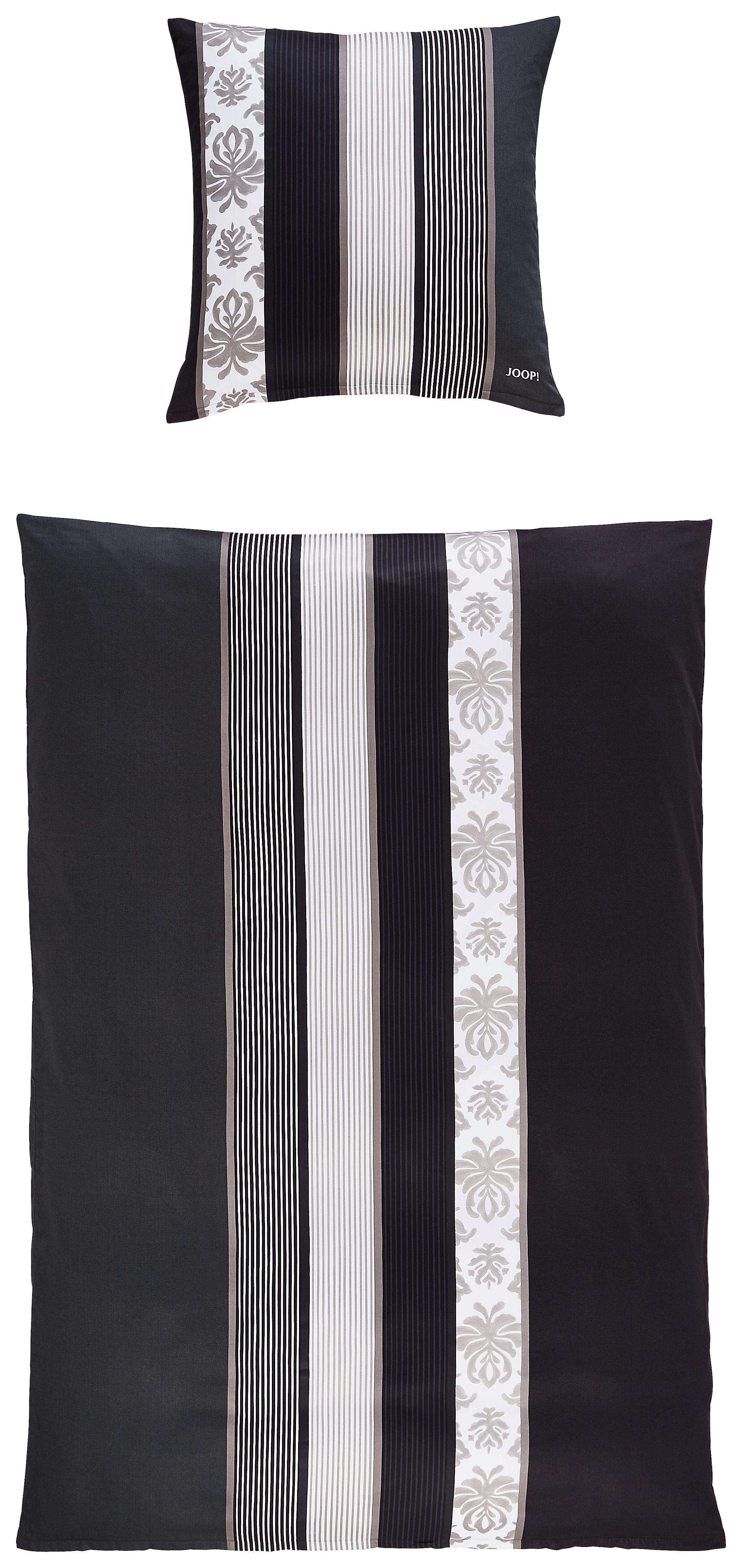 BETTWÄSCHE Ornament Stripes Makosatin  - Schwarz/Weiß, Trend, Textil (135/200cm) - Joop!