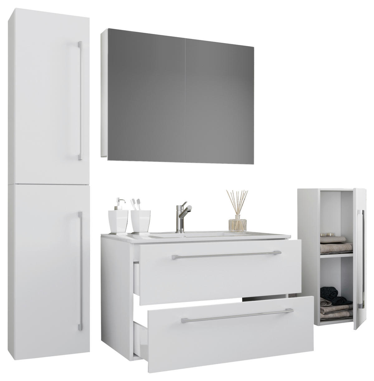 BADRUM 127 cm  - vit/grå, Modern, metall/trämaterial (127cm) - MID.YOU