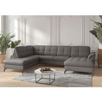 WOHNLANDSCHAFT Echtleder Mokka  - Schwarz/Mokka, Modern, Leder/Metall (212/319/164cm) - Sit & More