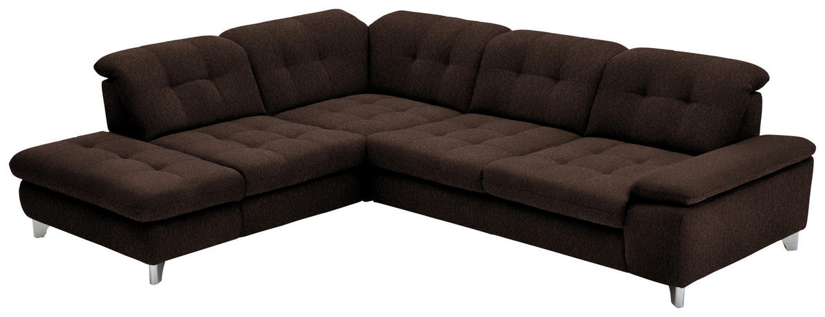 ECKSOFA in Chenille Dunkelbraun  260/310 cm  - Chromfarben/Dunkelbraun, Design, Textil/Metall (260/310cm) - Beldomo Speed