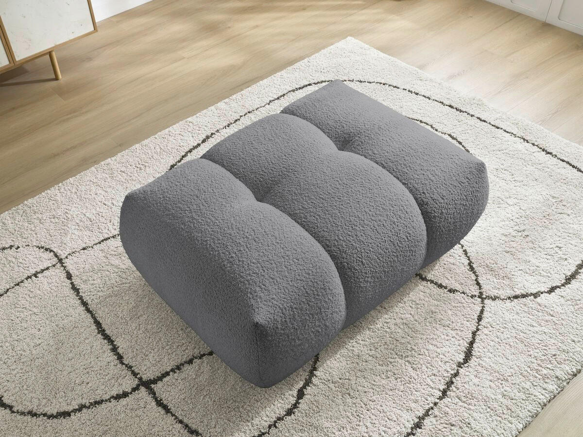 HOCKER FUJI  Bouclé Dunkelgrau  - Dunkelgrau/Schwarz, MODERN, Kunststoff/Textil (112/44/80cm)