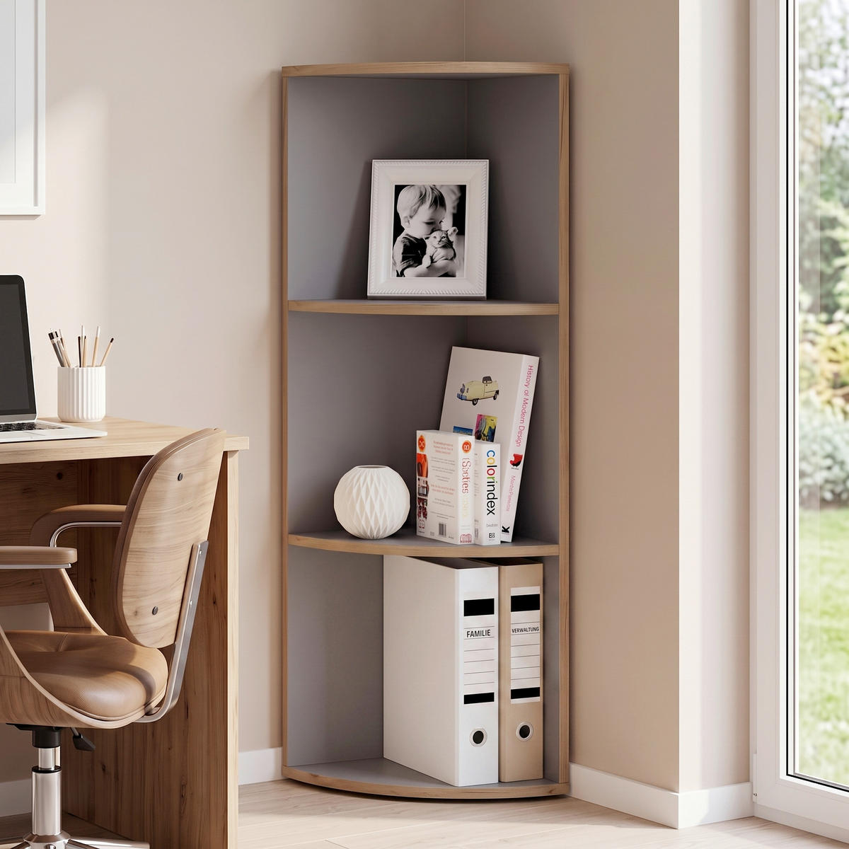 ECKREGAL - Honigeiche/Anthrazit, Design, Holzwerkstoff/Kunststoff (33/110/33cm) - Livetastic