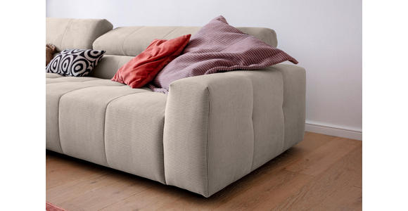 ECKSOFA Sandfarben Feincord  - Sandfarben/Schwarz, KONVENTIONELL, Kunststoff/Textil (219/311cm) - Hom`in