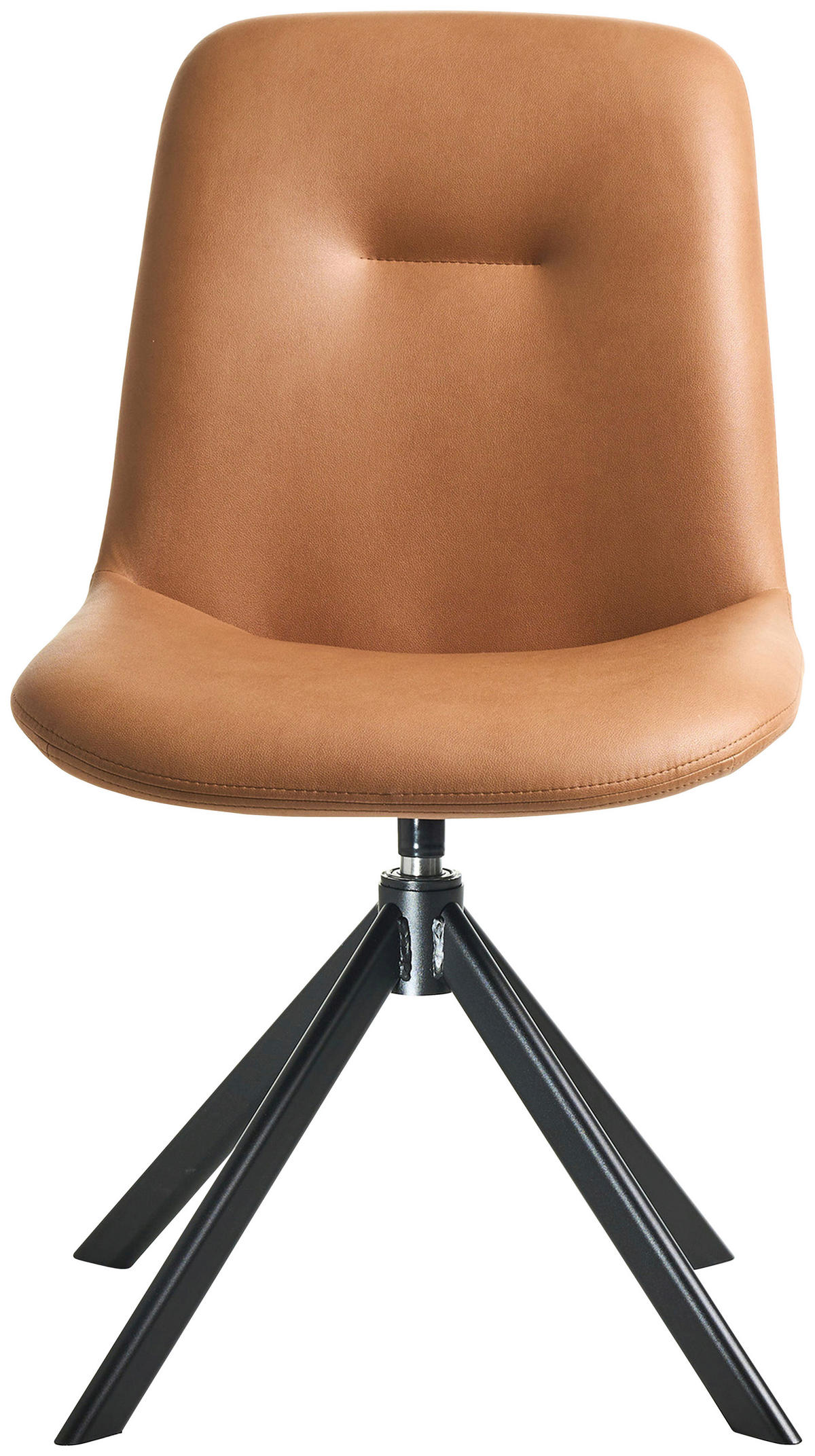 STUHL  in Edelstahl Lederlook (vegan) Metall, Textil  - Cognac/Schwarz, Basics, Textil/Metall (51/89/61cm) - Celina Home