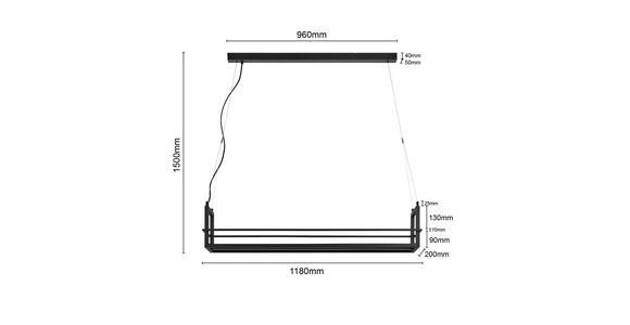 LED-HÄNGELEUCHTE Bury 118/22/150 cm  - Schwarz, Design, Metall (118/22/150cm) - Novel