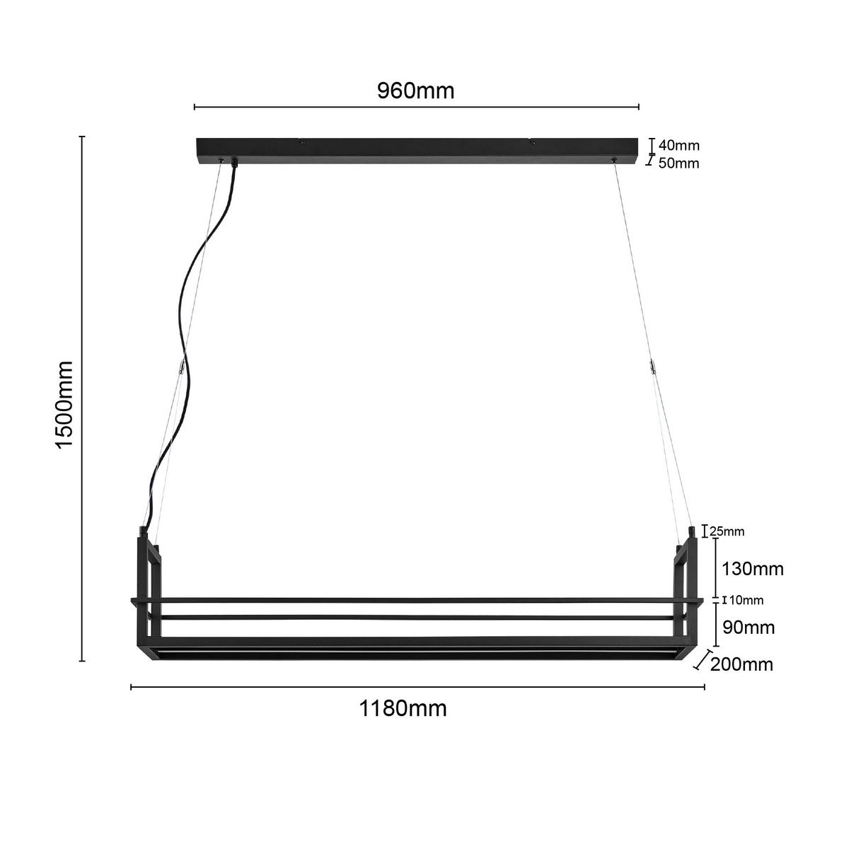 LED-HÄNGLAMPA 118/22/150 cm  - svart, Design, metall (118/22/150cm) - Novel