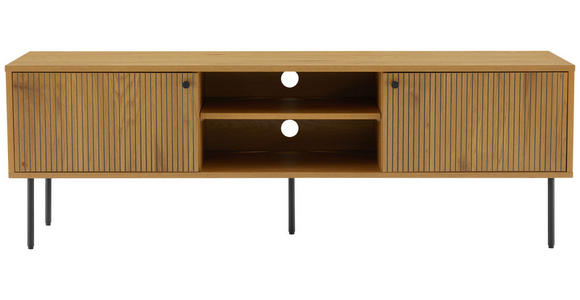 LOWBOARD Line in 150/50/40 cm - Eichefarben/Schwarz, Design, Holzwerkstoff/Metall (150/50/40cm) - Carryhome