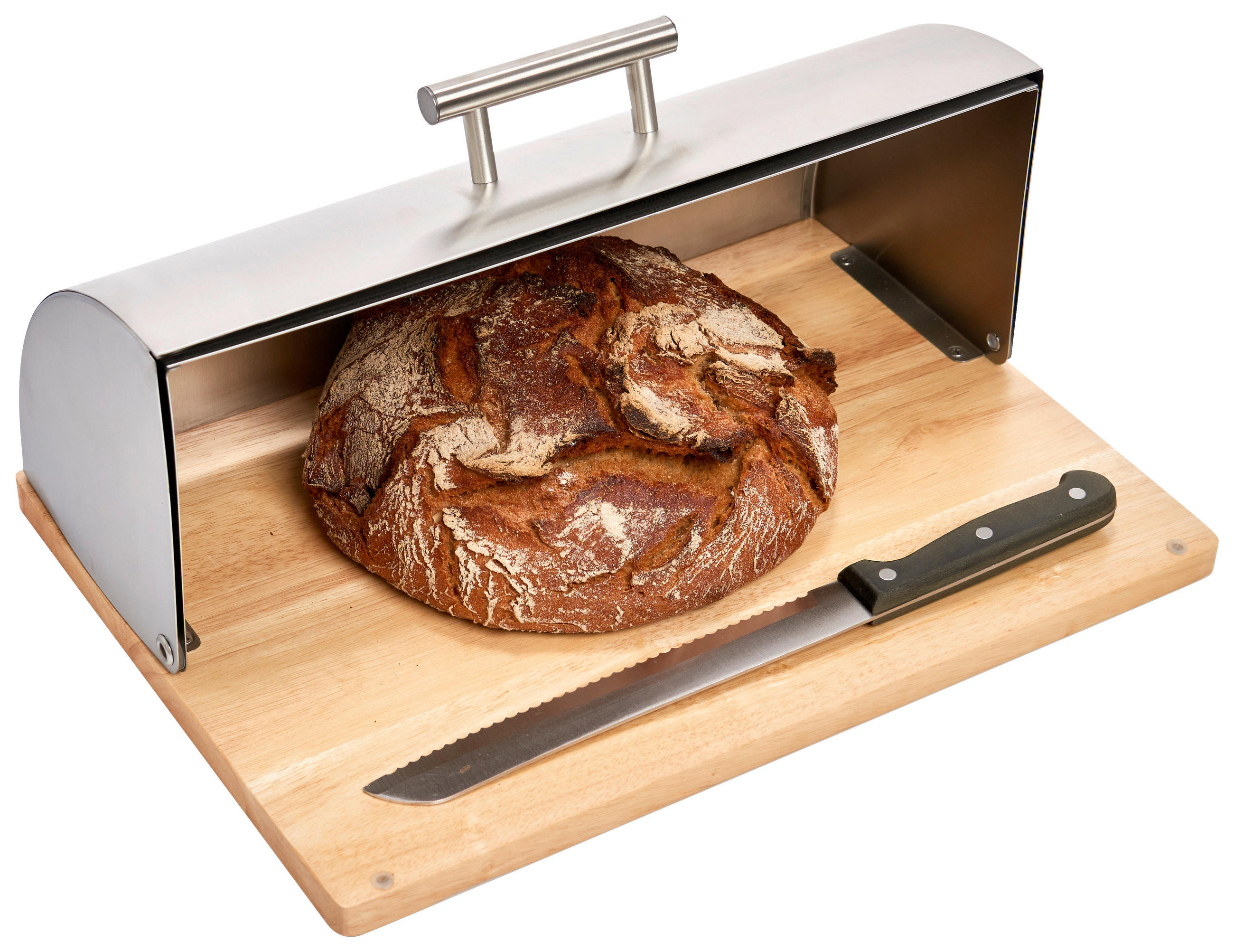 BROTKASTEN - Edelstahlfarben, Basics, Holz/Metall (39/28/16cm) - Zeller Present