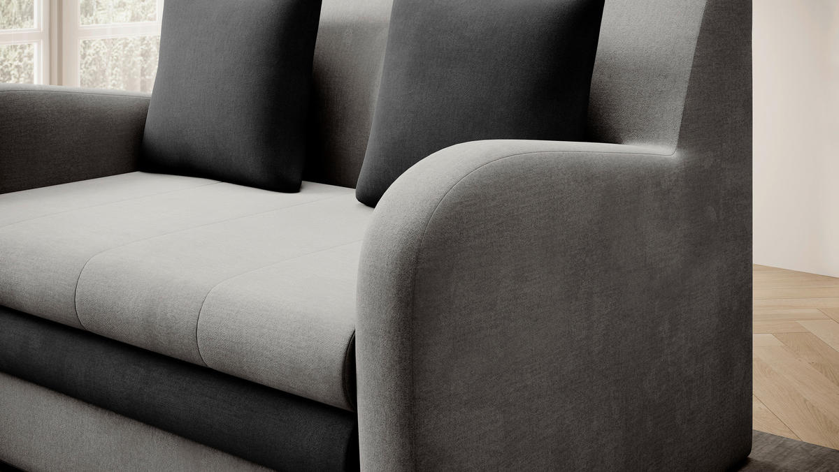 SCHLAFSOFA in Textil Anthrazit, Hellgrau  - Anthrazit/Hellgrau, Design, Kunststoff/Textil (244/97/97cm) - MID.YOU