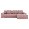 ECKSOFA in Cord Altrosa 302/182 cm - Schwarz/Altrosa, MODERN, Kunststoff/Textil (302/182cm) - Carryhome