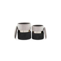 HOCKERSET Grau, Schwarz  - Schwarz/Grau, Basics, Kunststoff/Textil - Kayoom