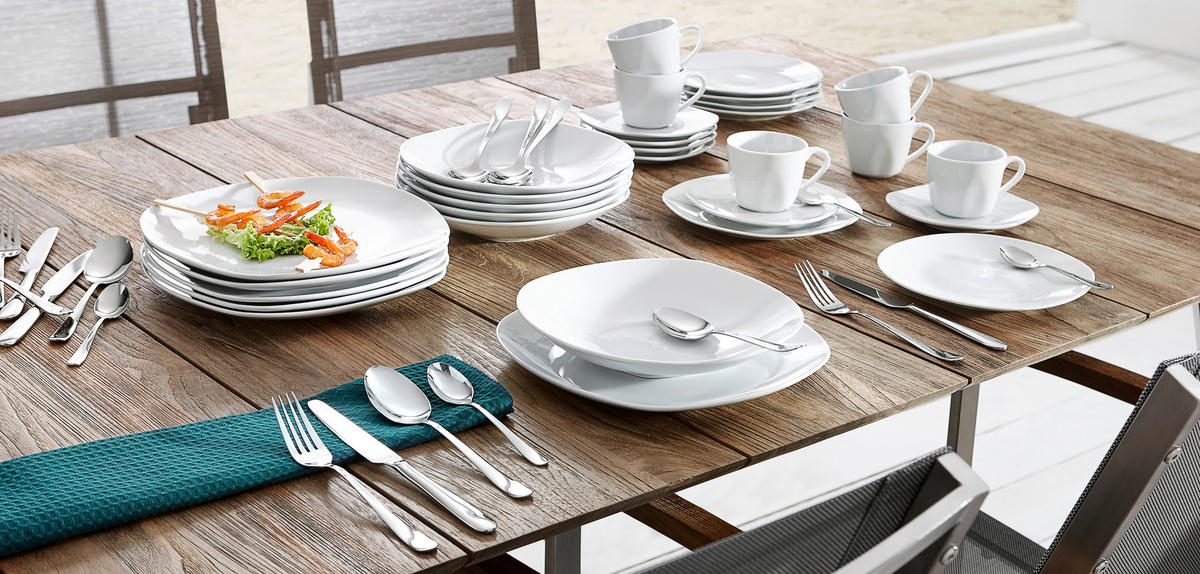 JEDÁLENSKÝ SERVIS, 12-dielne, porcelán - biela, Basics, keramika - Boxxx