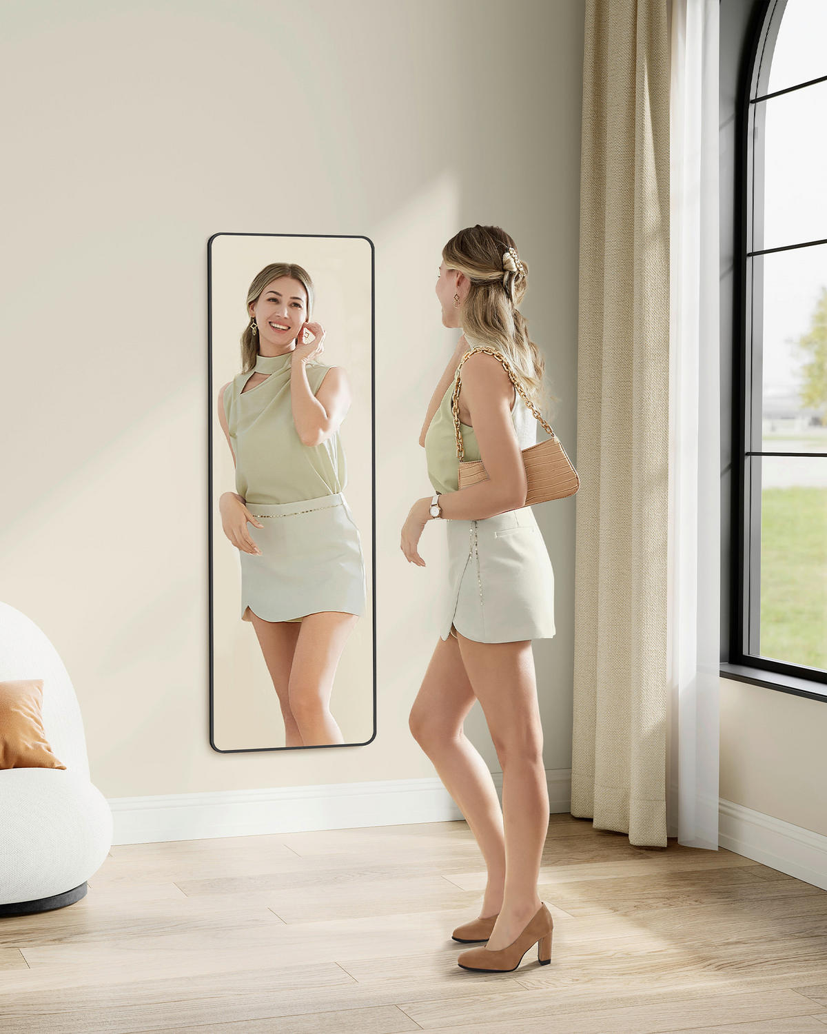 WANDSPIEGEL 40/120/5 cm    in rechteckig  - Schwarz, Trend, Glas/Metall (40/120/5cm) - Boxxx