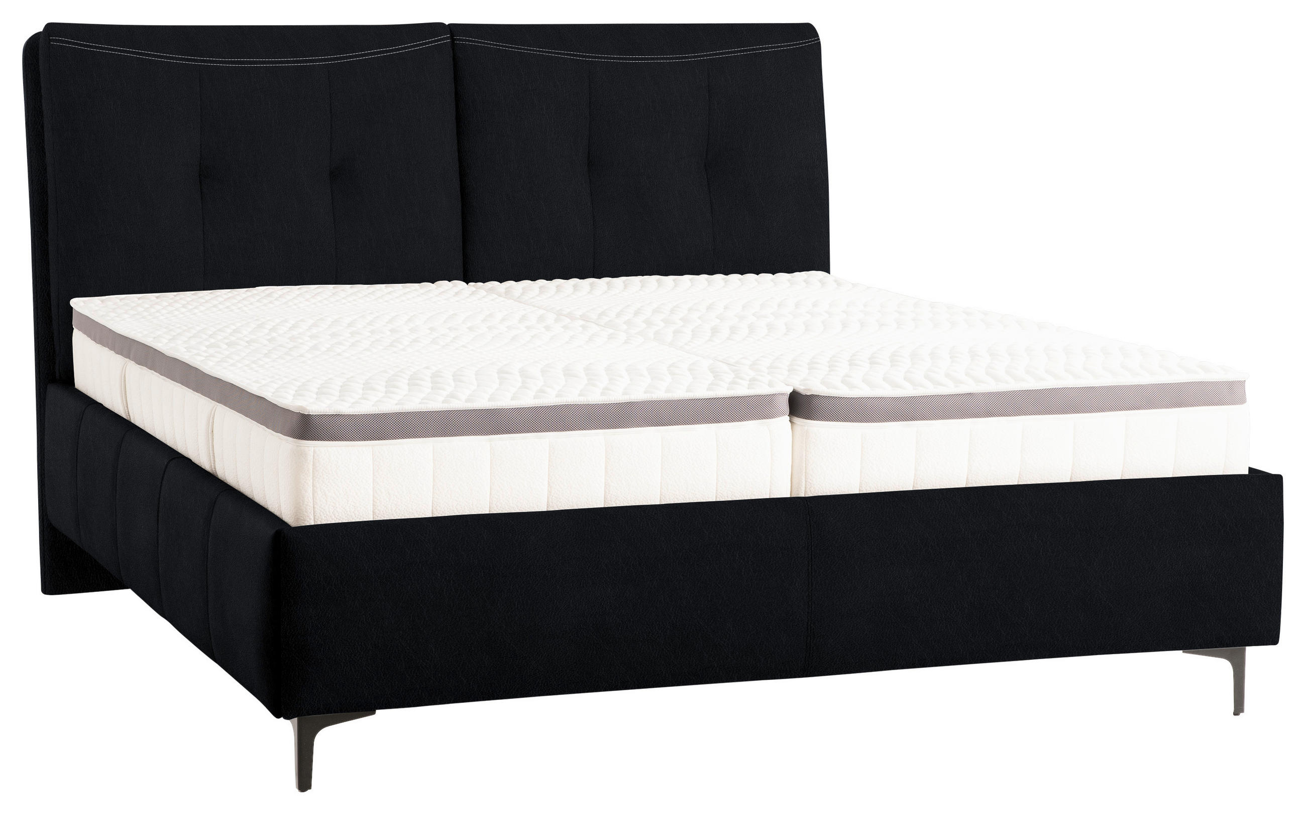 POLSTERBETT Matratze, Lattenrost, Topper Schwarz 180/200 cm  - Schwarz, KONVENTIONELL, Leder/Holz (180/200cm) - Novel