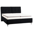 POLSTERBETT Matratze, Lattenrost, Topper Schwarz 180/200 cm  - Schwarz, KONVENTIONELL, Leder/Holz (180/200cm) - Novel