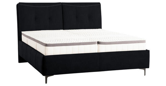 POLSTERBETT Matratze, Lattenrost, Topper Schwarz 180/200 cm - Schwarz, KONVENTIONELL, Leder/Holz (180/200cm) - Novel