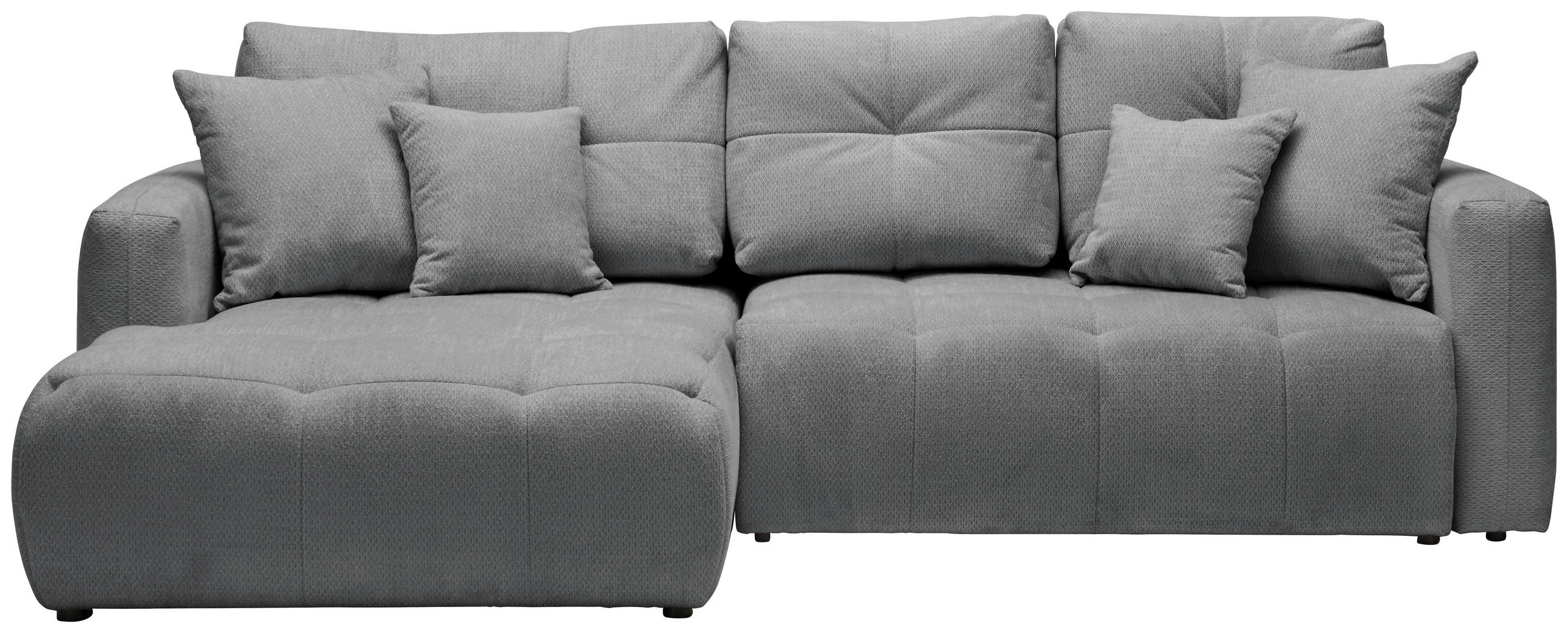 ECKSOFA Grau, Dunkelgrau Chenille Zierkissen, Rückenkissen, Bettkasten, Schlaffunktion, Rücken echt, Liegefläche im Originalstoff  - Dunkelgrau/Schwarz, MODERN, Kunststoff/Textil (172/276cm) - Hom`in
