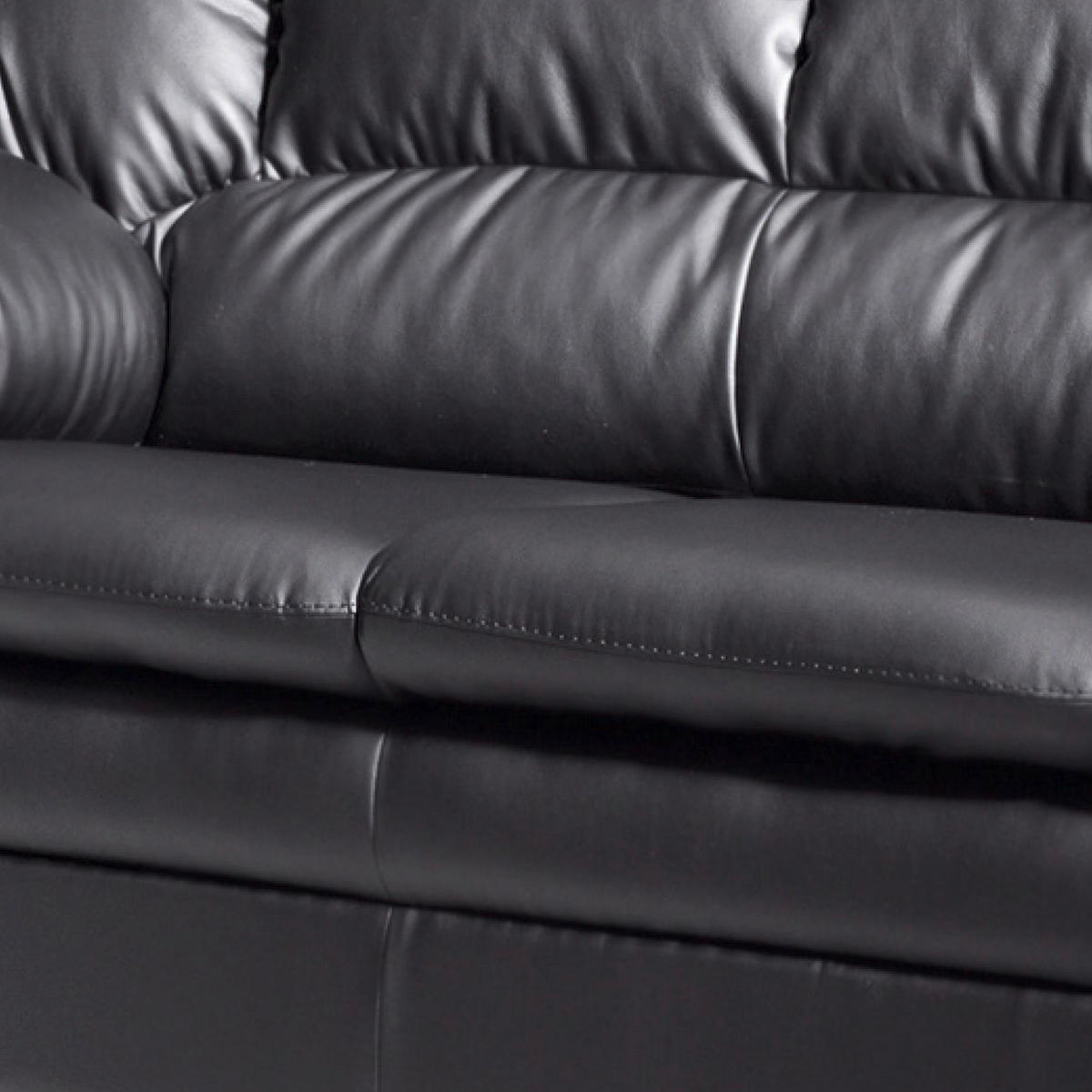 3-SITZER-SOFA Lederlook Schwarz  - Schwarz, KONVENTIONELL, Kunststoff/Textil (177/88/92cm) - MID.YOU