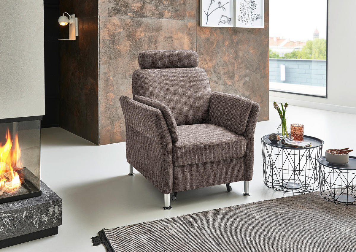 SESSEL in Flachgewebe Braun  - Chromfarben/Braun, Konventionell, Textil/Metall (86/87/93cm) - Beldomo System