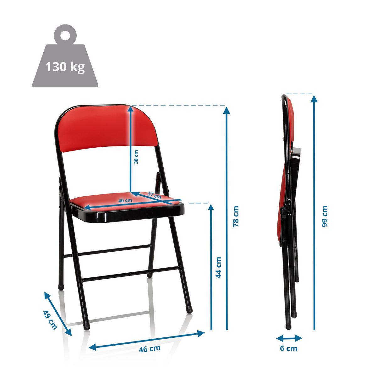 FÄLLSTOL i metall, textil röd, svart  - röd/svart, Basics, metall/textil (44/80/49cm) - MID.YOU