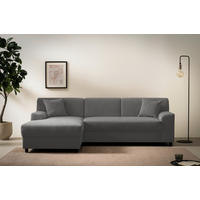 ECKSCHLAFSOFA  CAPRI 2 Grau Cord  - Schwarz/Grau, Basics, Kunststoff/Textil (146/241cm) - MID.YOU